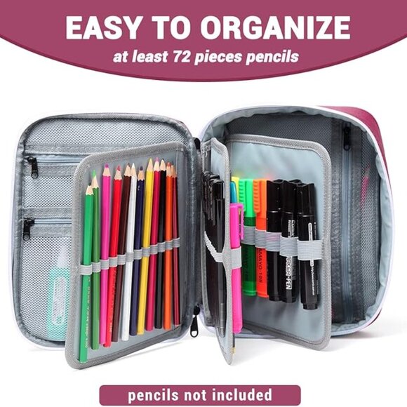 Vaschy Pencil Case Large Capacity Pen Holder Pouch with Mesh Pockets - Picture 4 of 7